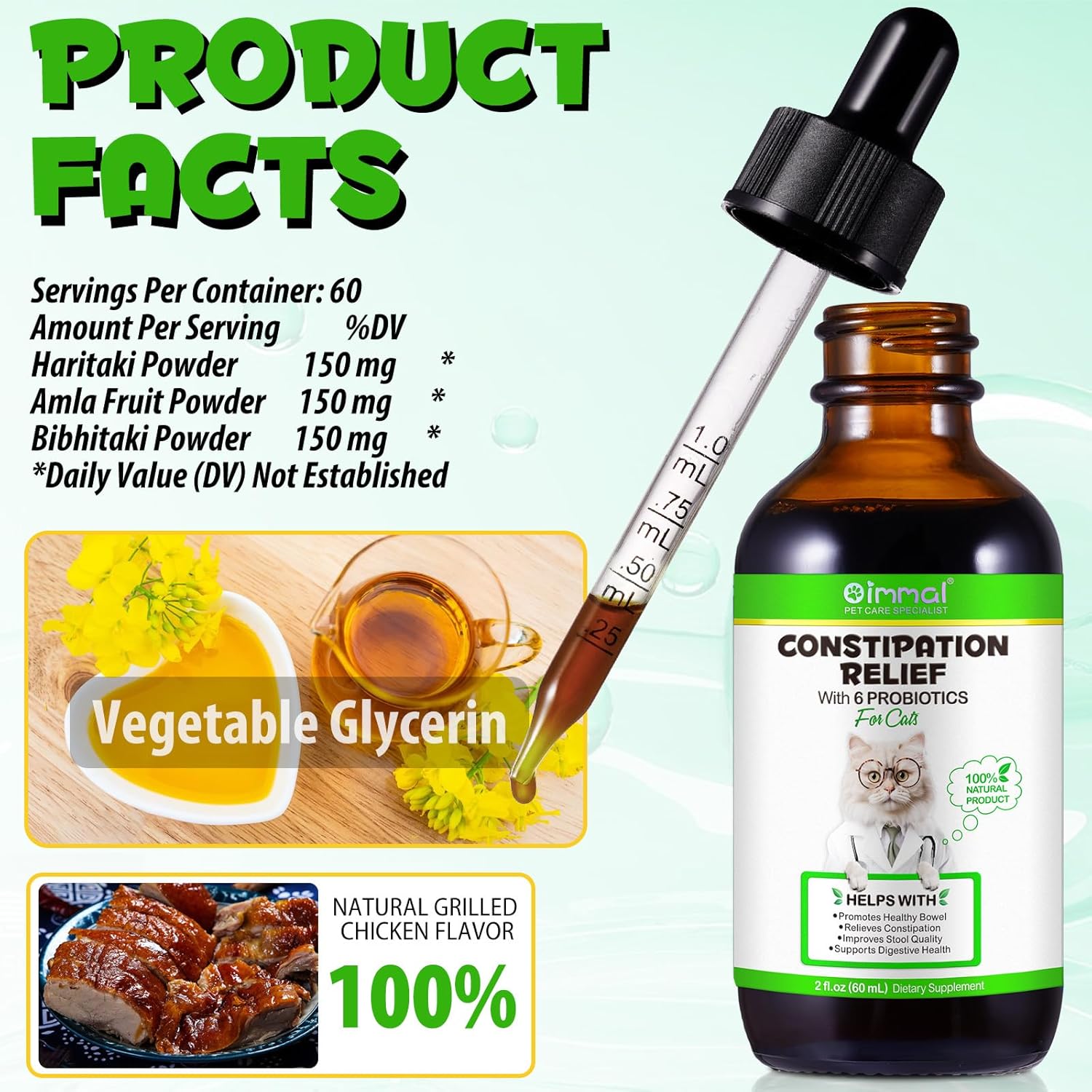 Cat Constipation Relief - 2 Fl Oz Laxative for Cats, Stool Softener for Digestive Health