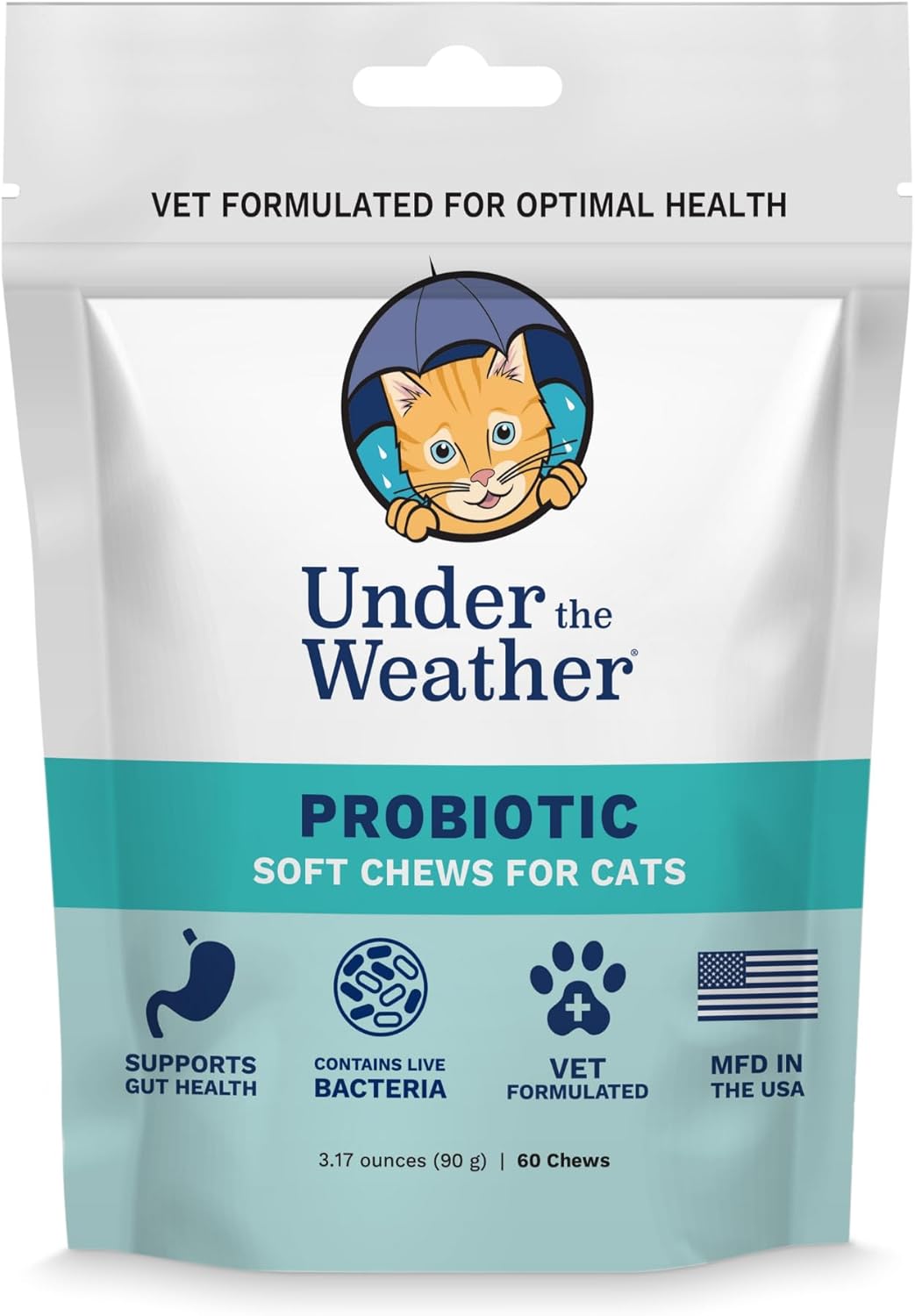 Cat Probiotic Chews for Digestive Health | 60 Soft Chews | Promotes Gut Balance & Normal Digestion