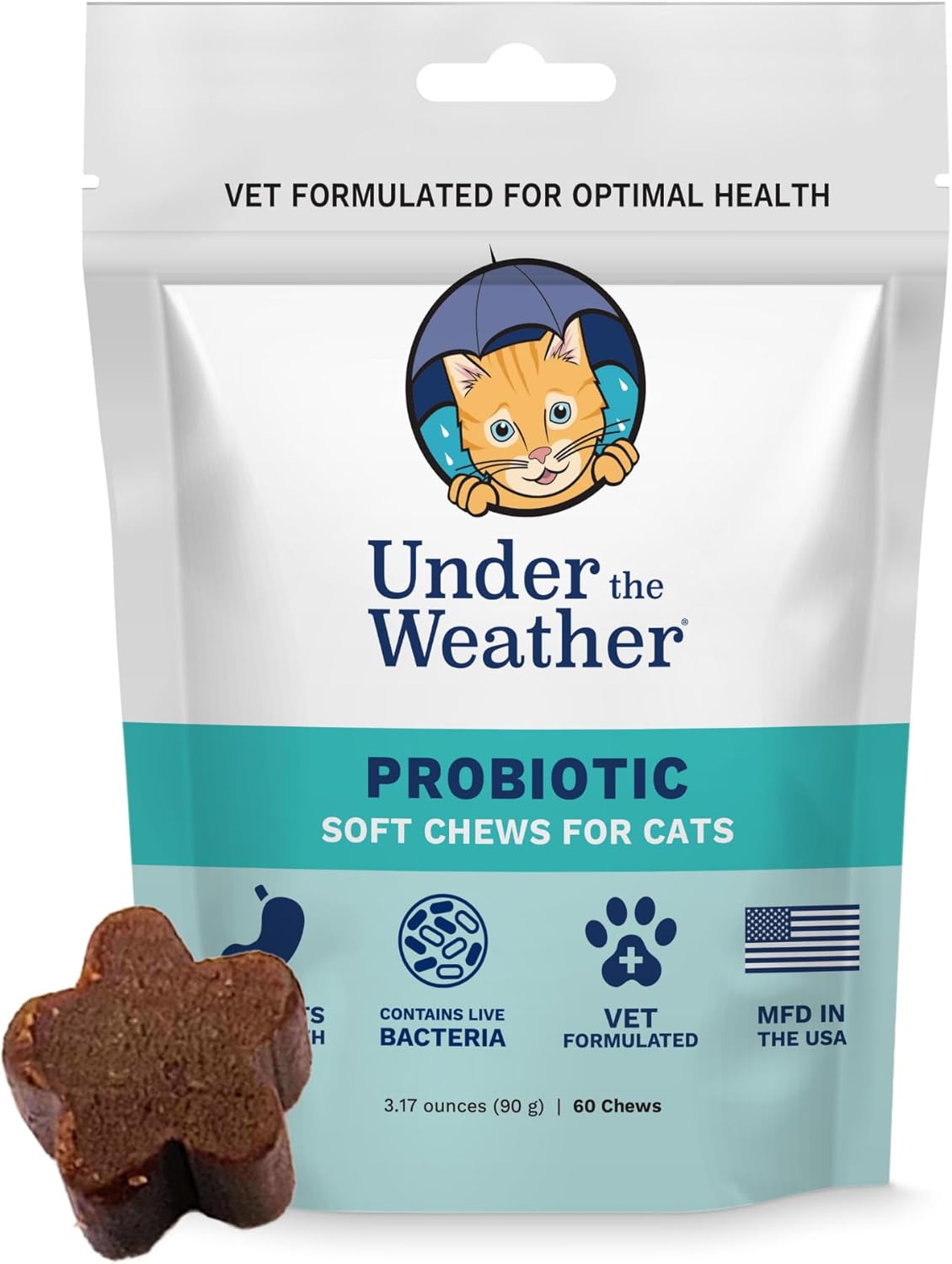 Cat Probiotic Chews for Digestive Health | 60 Soft Chews | Promotes Gut Balance & Normal Digestion