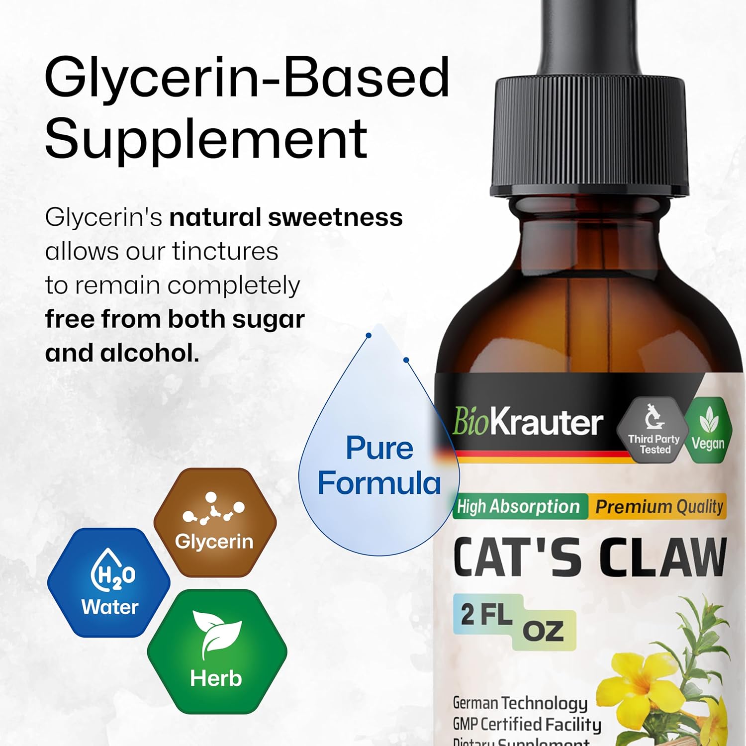Cats Claw Tincture and Stinging Nettle Capsules Combo - Natural Herbal Supplement Pack