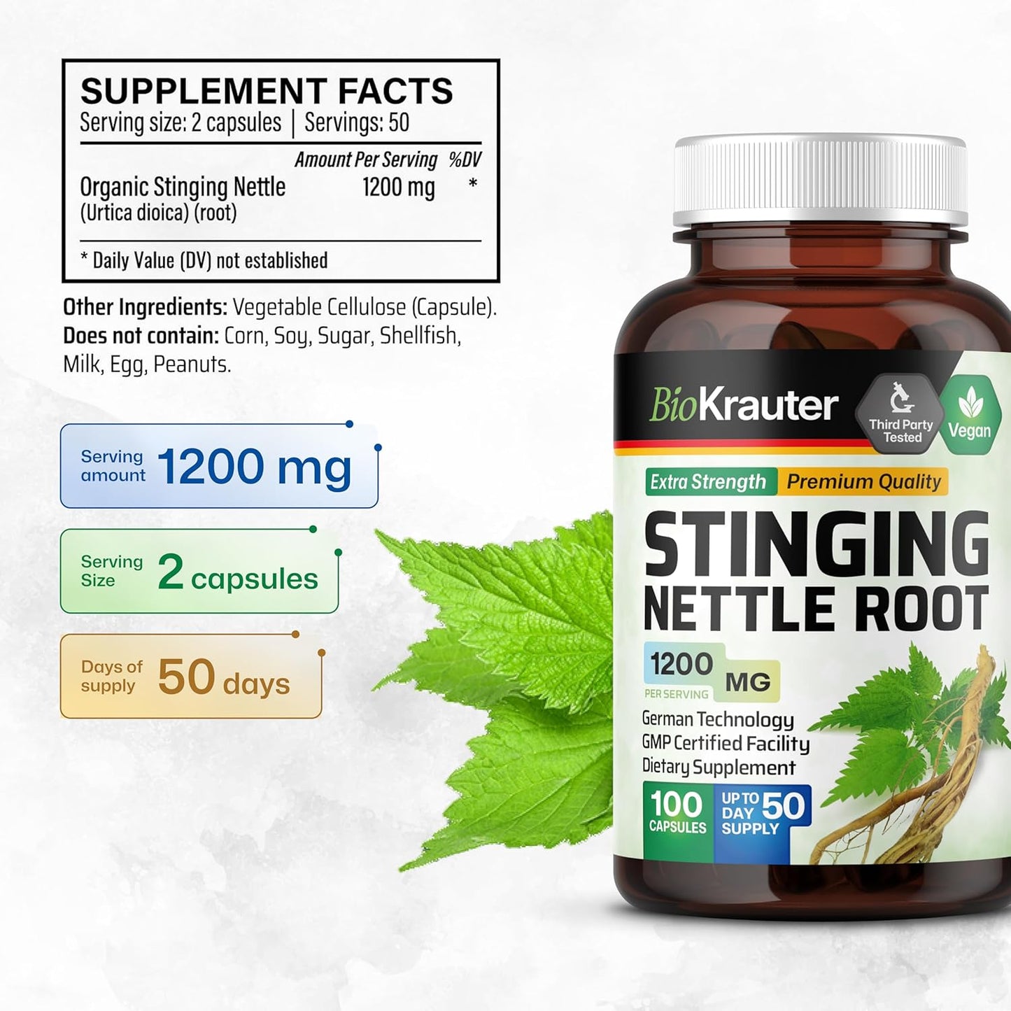 Cats Claw Tincture and Stinging Nettle Capsules Combo - Natural Herbal Supplement Pack