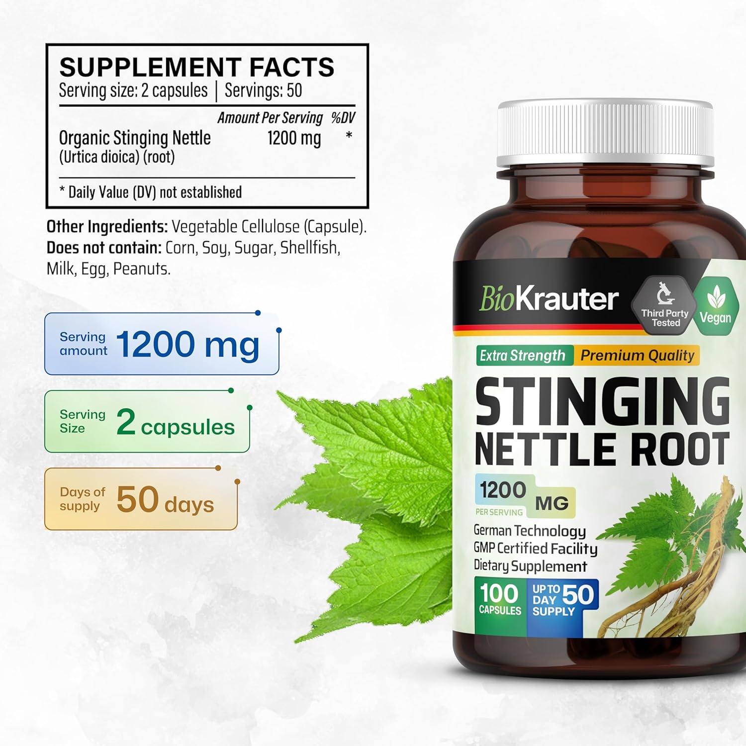 Cats Claw Tincture and Stinging Nettle Capsules Combo - Natural Herbal Supplement Pack