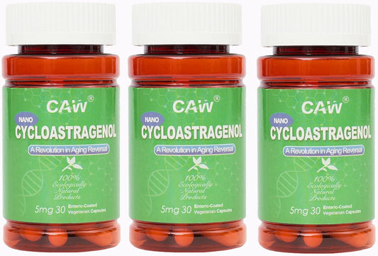 CAW Nano Cycloastragenol 5mg 30 Enteric-Coated Capsules | Anti-Aging Telomere Support | Non-GMO, Made in USA | Enhanced Absorption