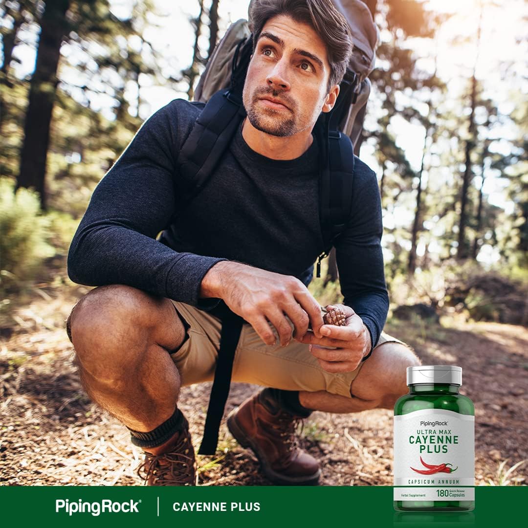 Cayenne Pepper Capsules 180 Pills with Ginger and Hawthorn Berry Herbal Supplement Non-GMO Gluten Free