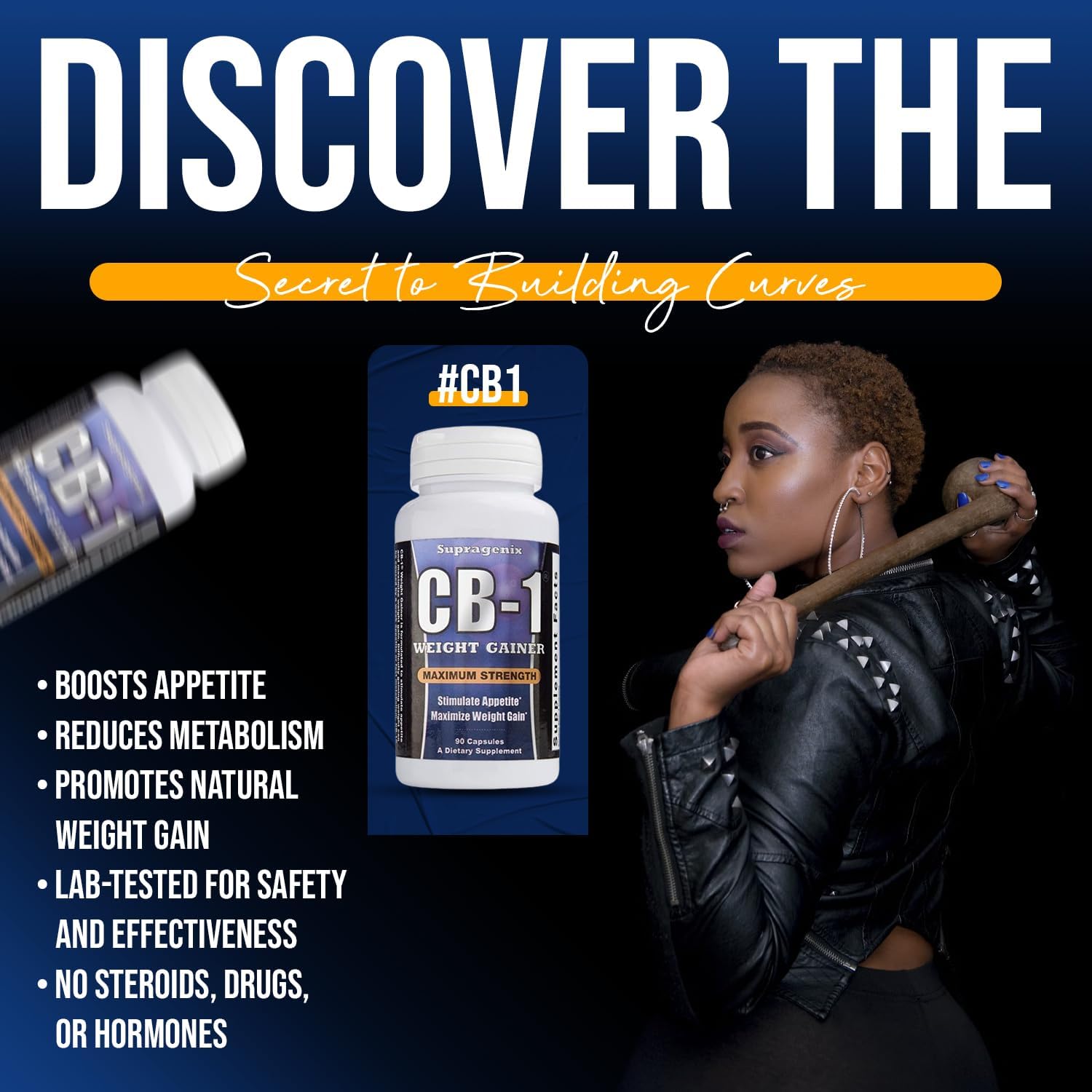 CB-1 Weight Gainer Capsules - Clinically Proven Fast Weight Gain Pills for Men and Women - 90ct Bottle