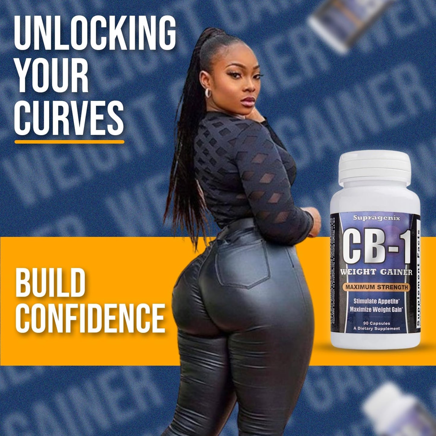 CB-1 Weight Gainer Capsules - Clinically Proven Fast Weight Gain Pills for Men and Women - 90ct Bottle