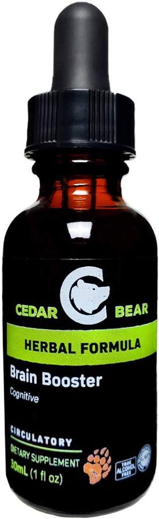 Cedar Bear Brain Booster Liquid Herbal Supplement for Memory and Vitality Support - 1 fl oz