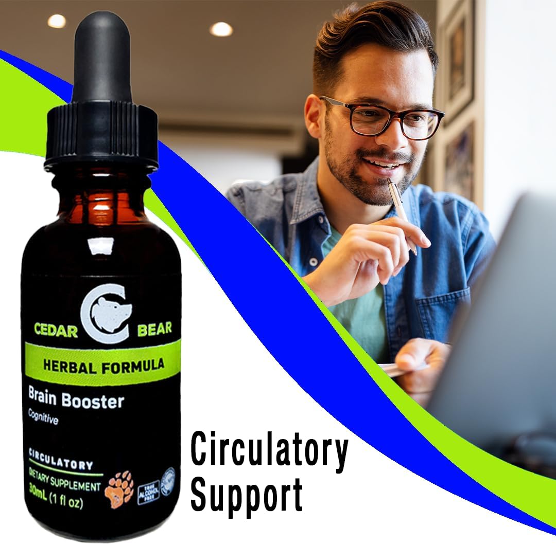 Cedar Bear Brain Booster Liquid Herbal Supplement for Memory and Vitality Support - 1 fl oz