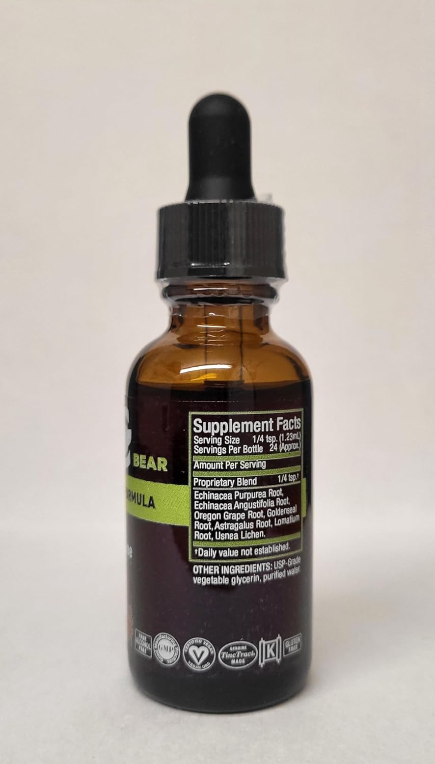 Cedar Bear Naturales Echinacea Super Immune Blend Liquid Supplement 1 Fl Oz - Boost Immune System & Support White Blood Cell Activity