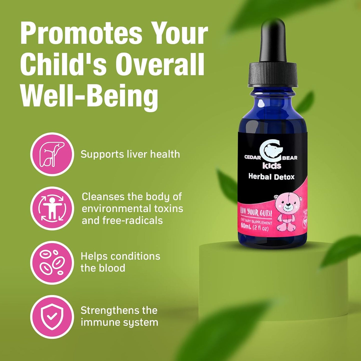 Cedar Bear Naturales Herbal Detox for Kids - Immune System Support - 2 fl oz