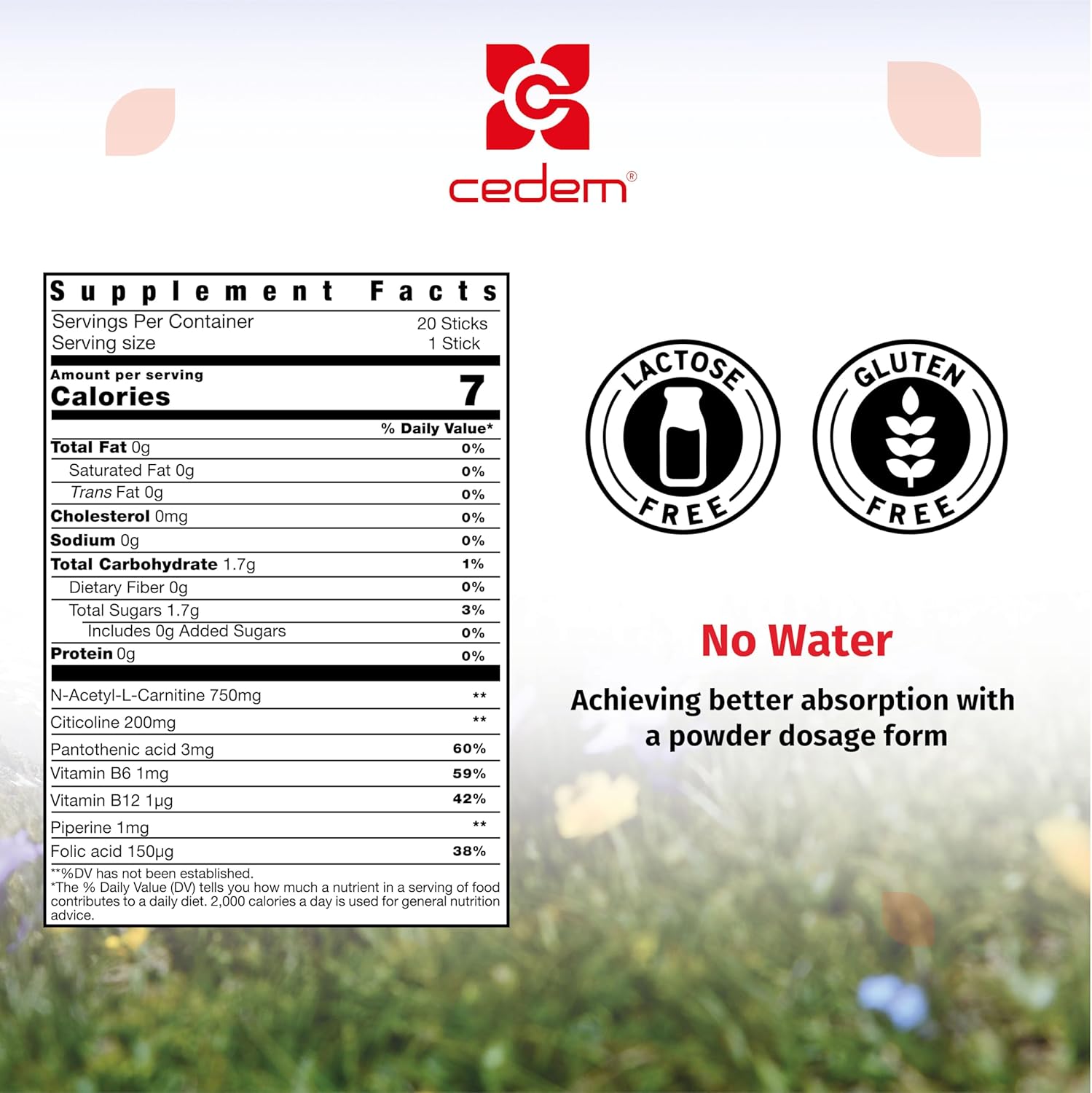 CEDEM AG Brainomax Powder Sticks - Nootropic Supplement for Memory, Focus, Cognitive Support - Cherry-Vanilla Flavor - 20 Sticks