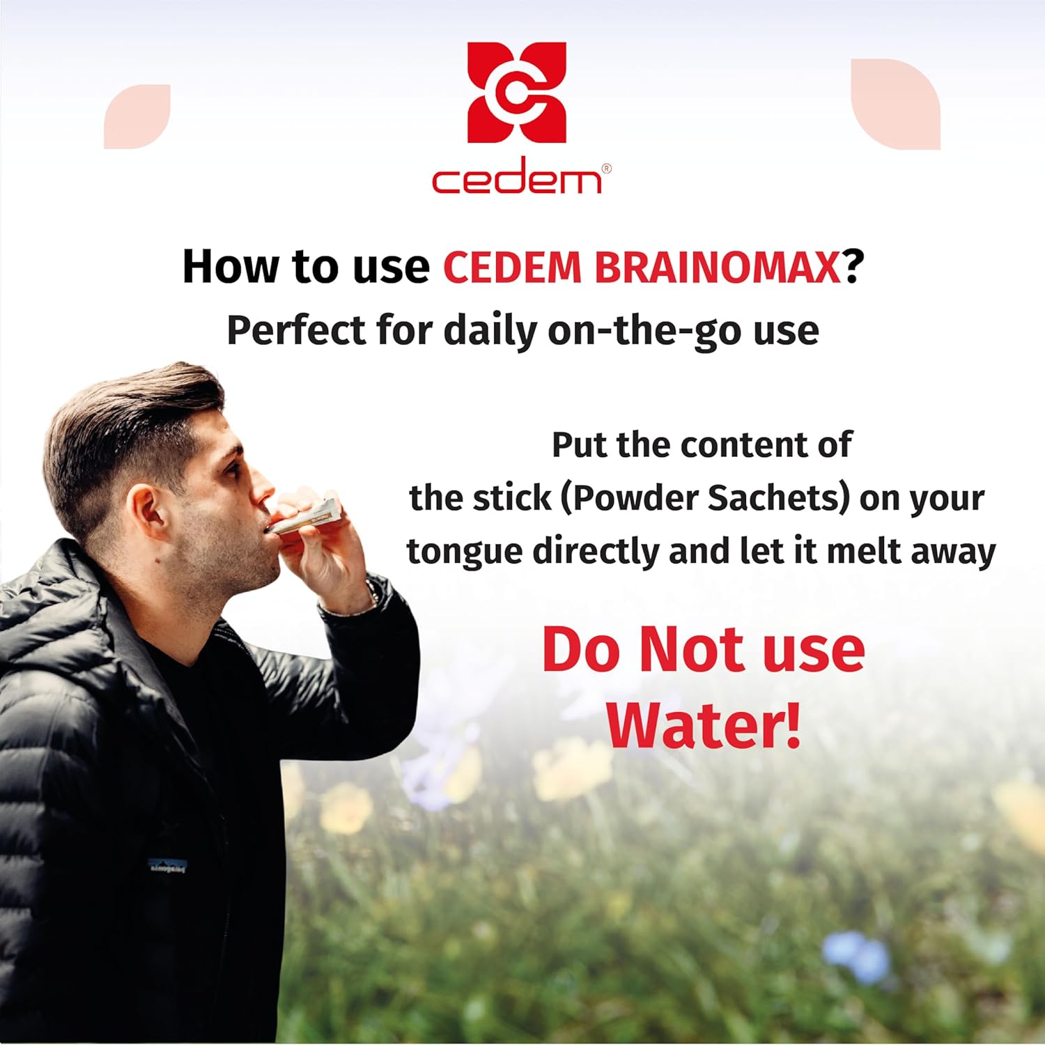 CEDEM AG Brainomax Powder Sticks - Nootropic Supplement for Memory, Focus, Cognitive Support - Cherry-Vanilla Flavor - 20 Sticks
