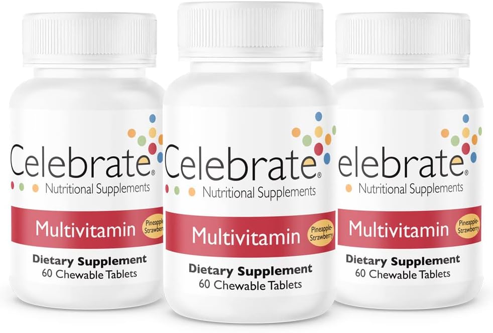 Celebrate Vitamins Bariatric Multivitamin Chewable - Iron-Free Supplement for Men & Women After Gastric Bypass & Sleeve Gastrectomy - Essential Minerals & Vitamins A, B, D, E - Fruity Flavor - 180 Tablets