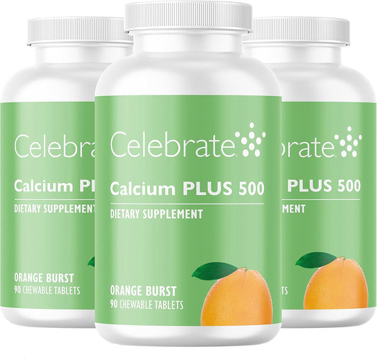 Celebrate Vitamins Calcium Plus Chewable Tablets for Post Bariatric Surgery - Gluten-Free & Sugar-Free - Orange Flavor, 270 Count