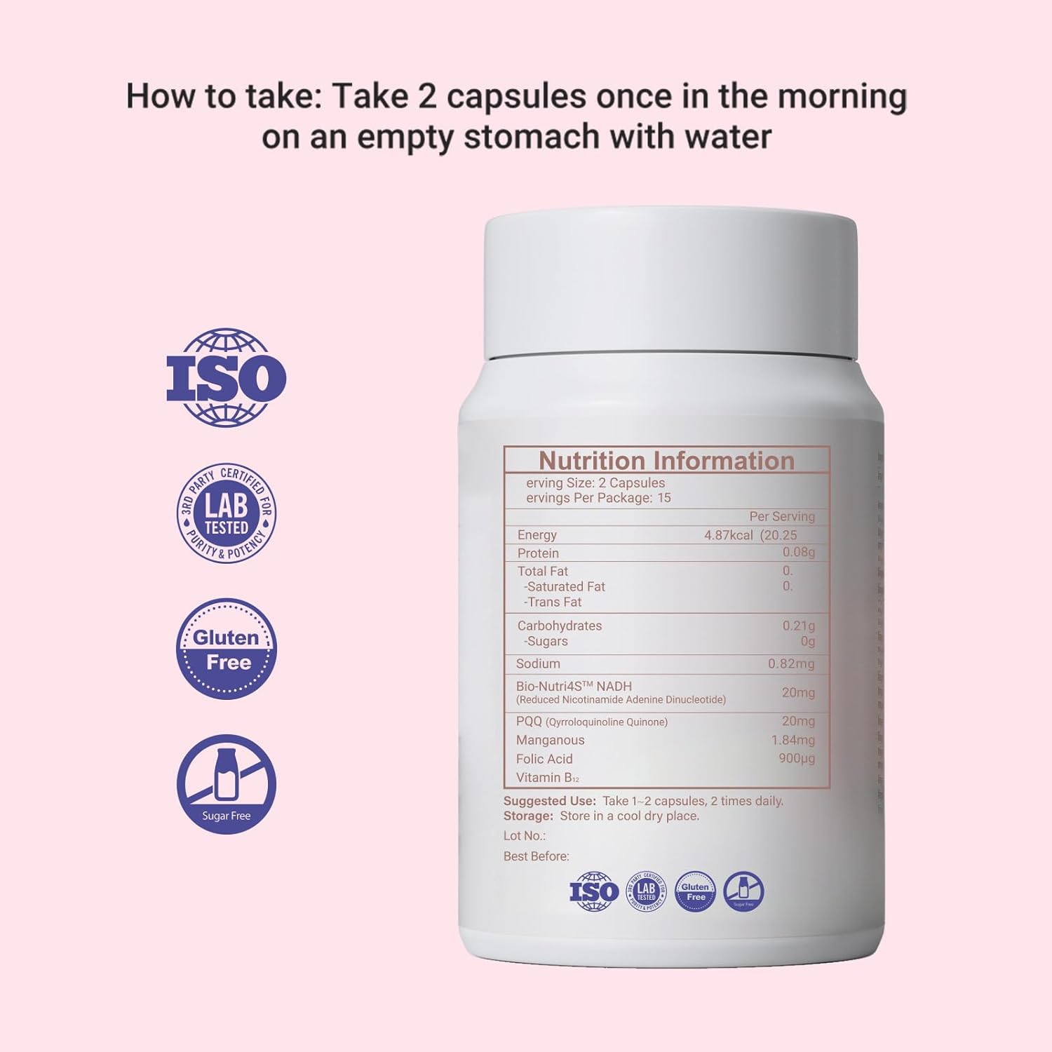 CELFULL Inositol Supplement with NADH, PQQ, and Folate - Hormone Balance & Ovarian Support for Women - Vitamin B8 Formula