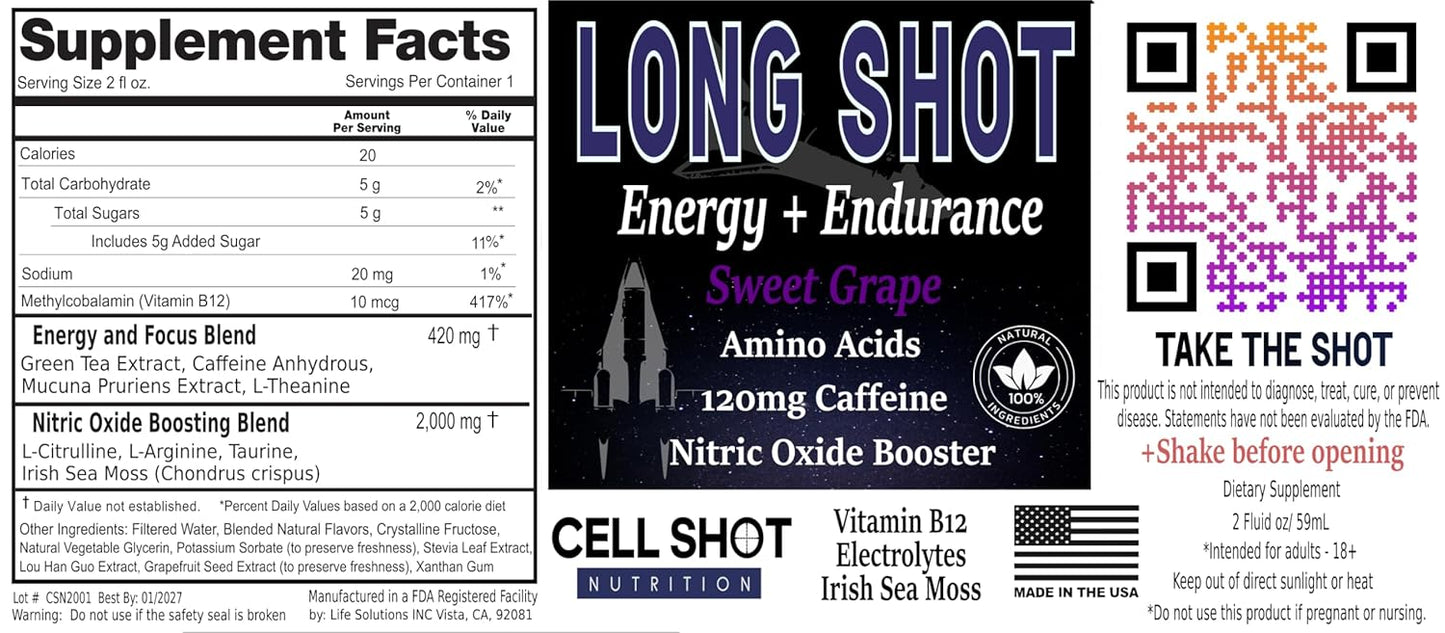 Cell Shot Nutrition Variety Pack - 15 Energy and Focus Shots for Athletic Performance and Preworkout Boost