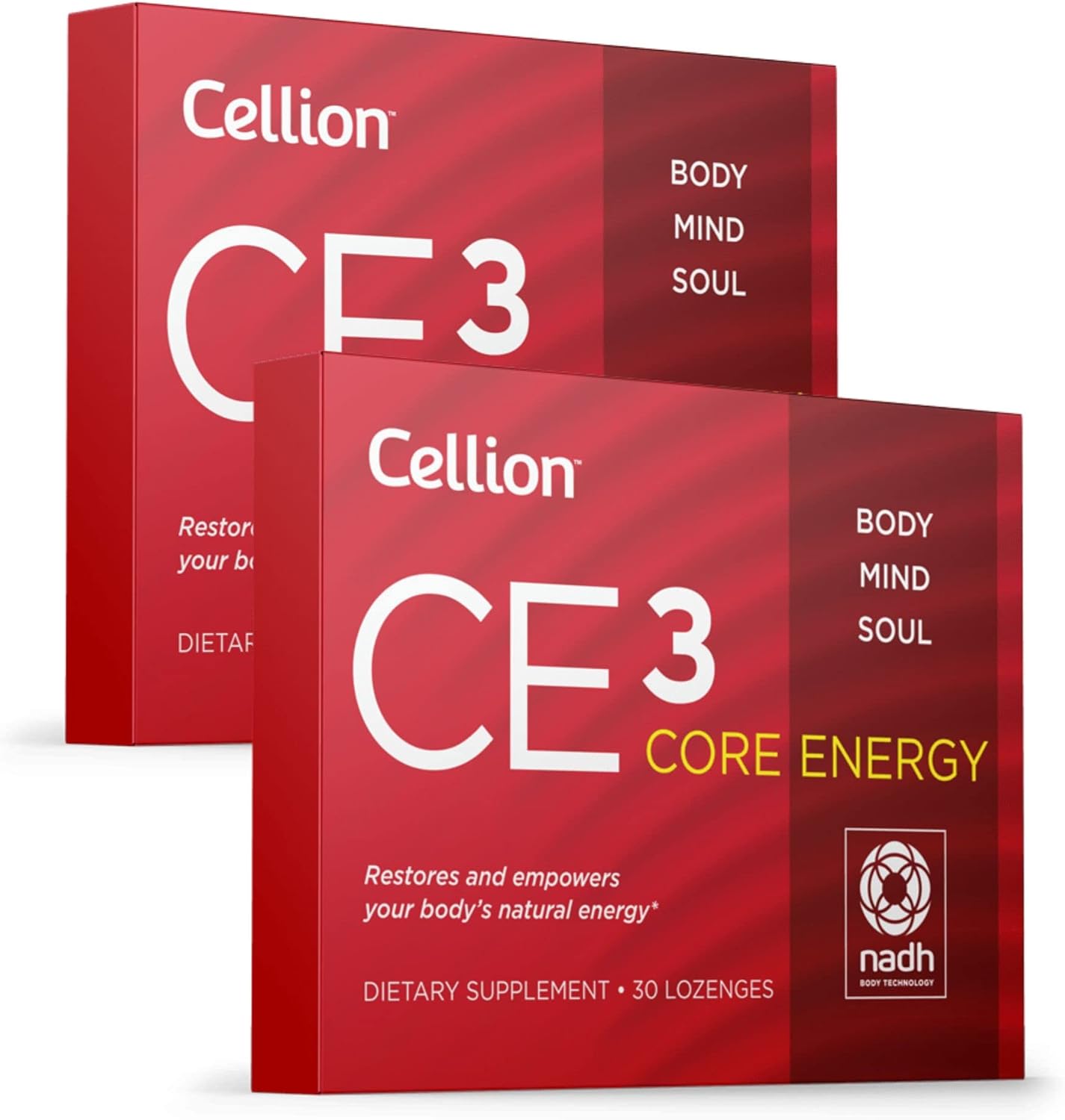Cellion CE3 Core Energy NADH Supplement - Boost Energy, Metabolism, and Performance - Vegan 30 Count 2 Pack