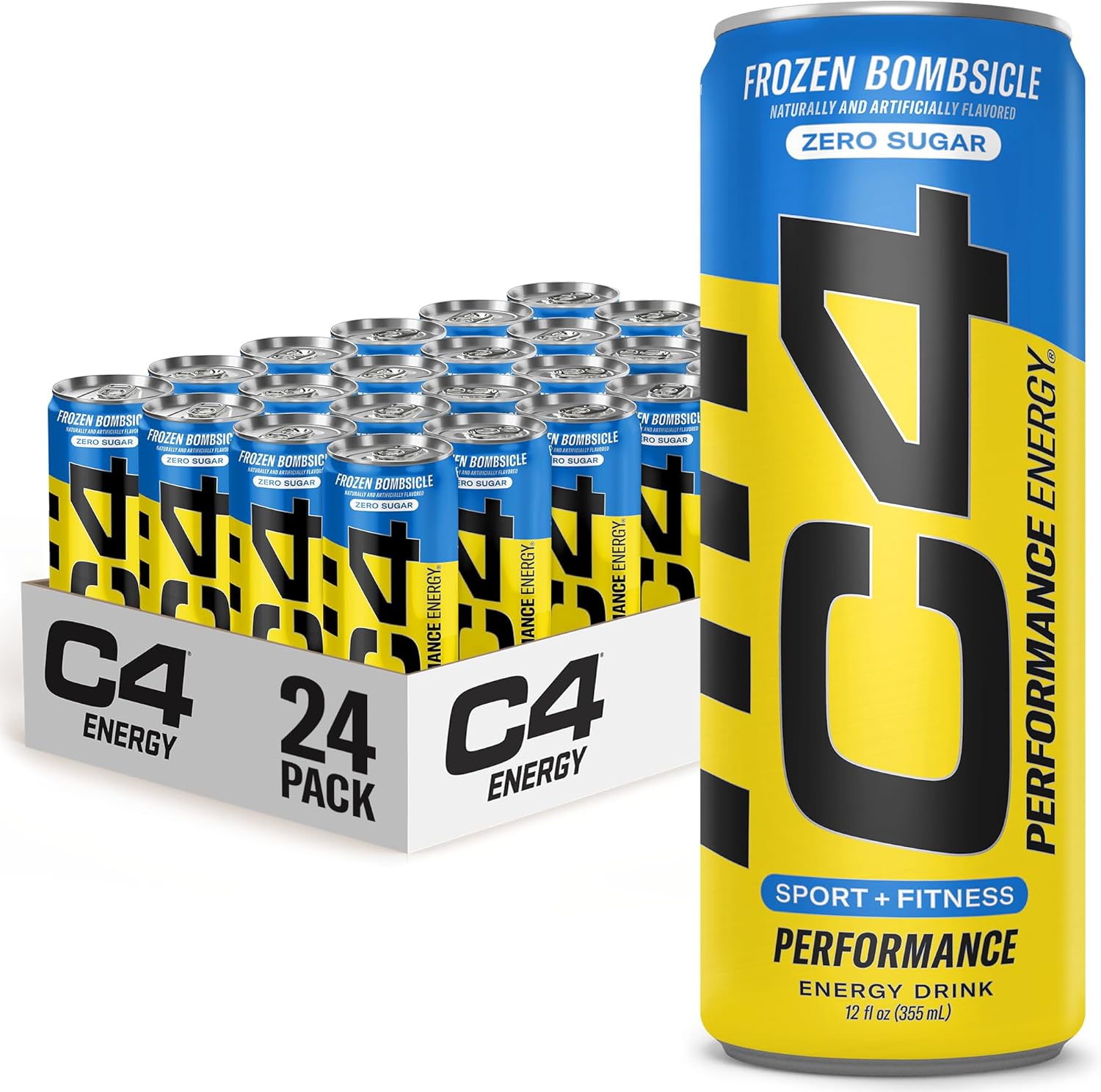 Cellucor C4 Energy Drink Frozen Bombsicle 12oz (24 Pack) - Sugar Free Pre Workout Performance Drink with Natural Ingredients