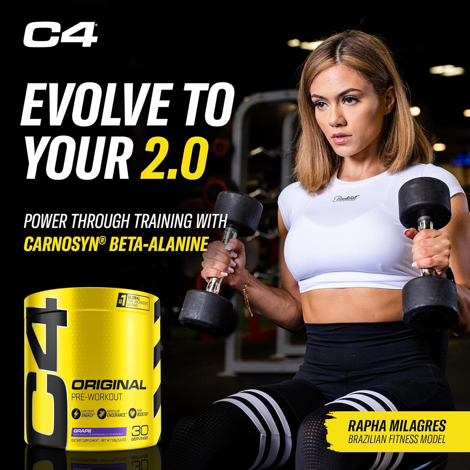 Cellucor C4 Original Grape Sugar Free Pre-Workout Powder - Energy Boost with 150mg Caffeine, Beta Alanine, & Creatine - 30 Servings