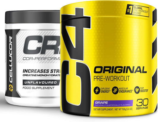 Cellucor C4 Original Pre Workout & Creatine Bundle, Grape Flavor, 30 Servings of Pre Workout Powder + 72 Servings of Creatine Powder