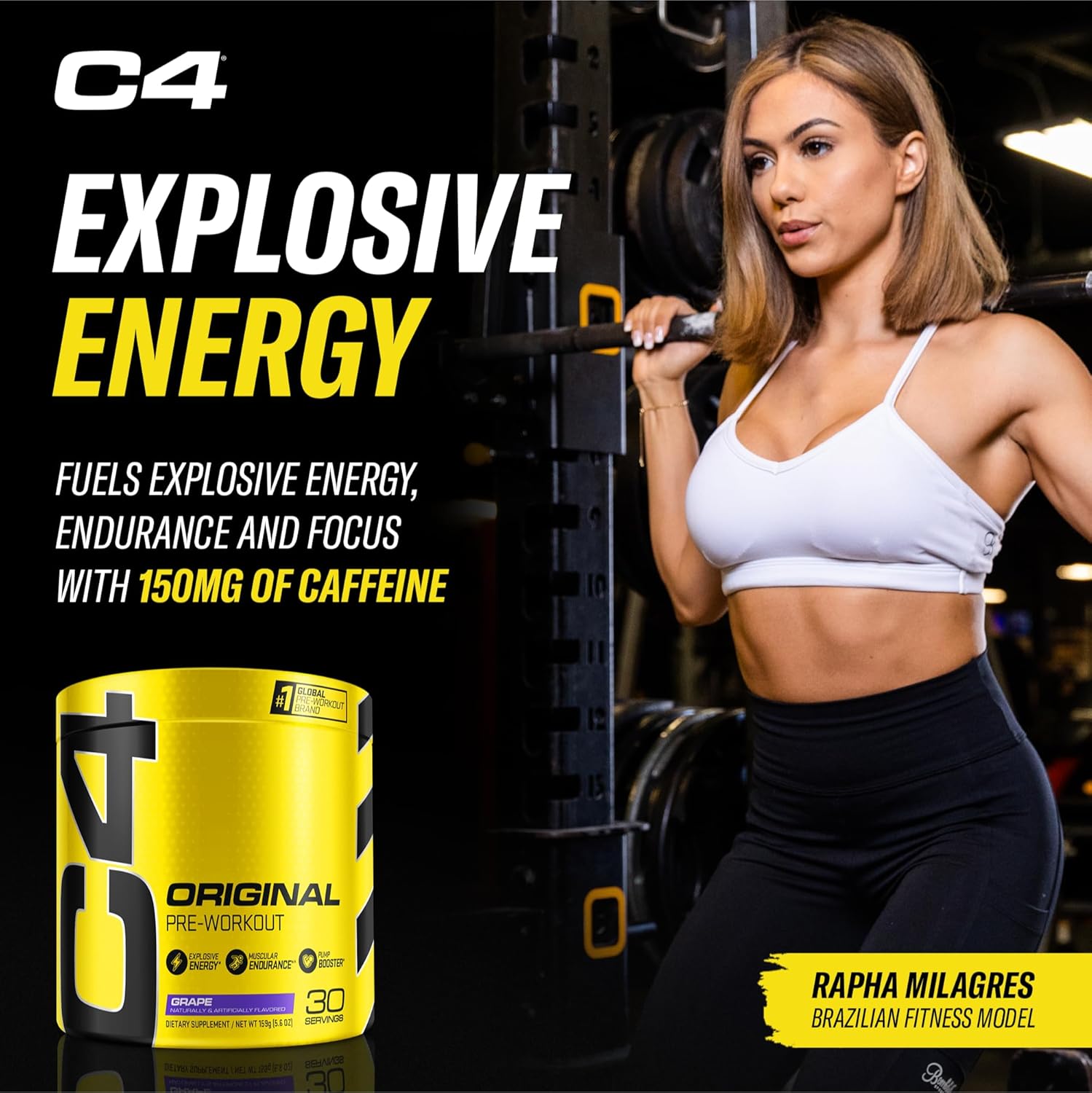 Cellucor C4 Original Pre Workout & Creatine Bundle, Grape Flavor, 30 Servings of Pre Workout Powder + 72 Servings of Creatine Powder