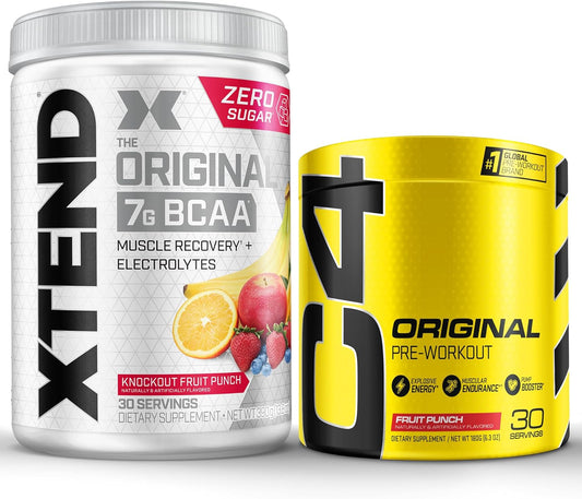 Cellucor C4 Original Pre Workout Powder & XTEND BCAA Bundle, Fruit Punch Flavor, 30 Servings Each