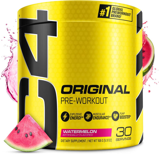 Cellucor C4 Original Watermelon Sugar-Free Pre Workout Powder for Men & Women - Energy Supplement with Caffeine, Beta Alanine, and Creatine (30 Servings)