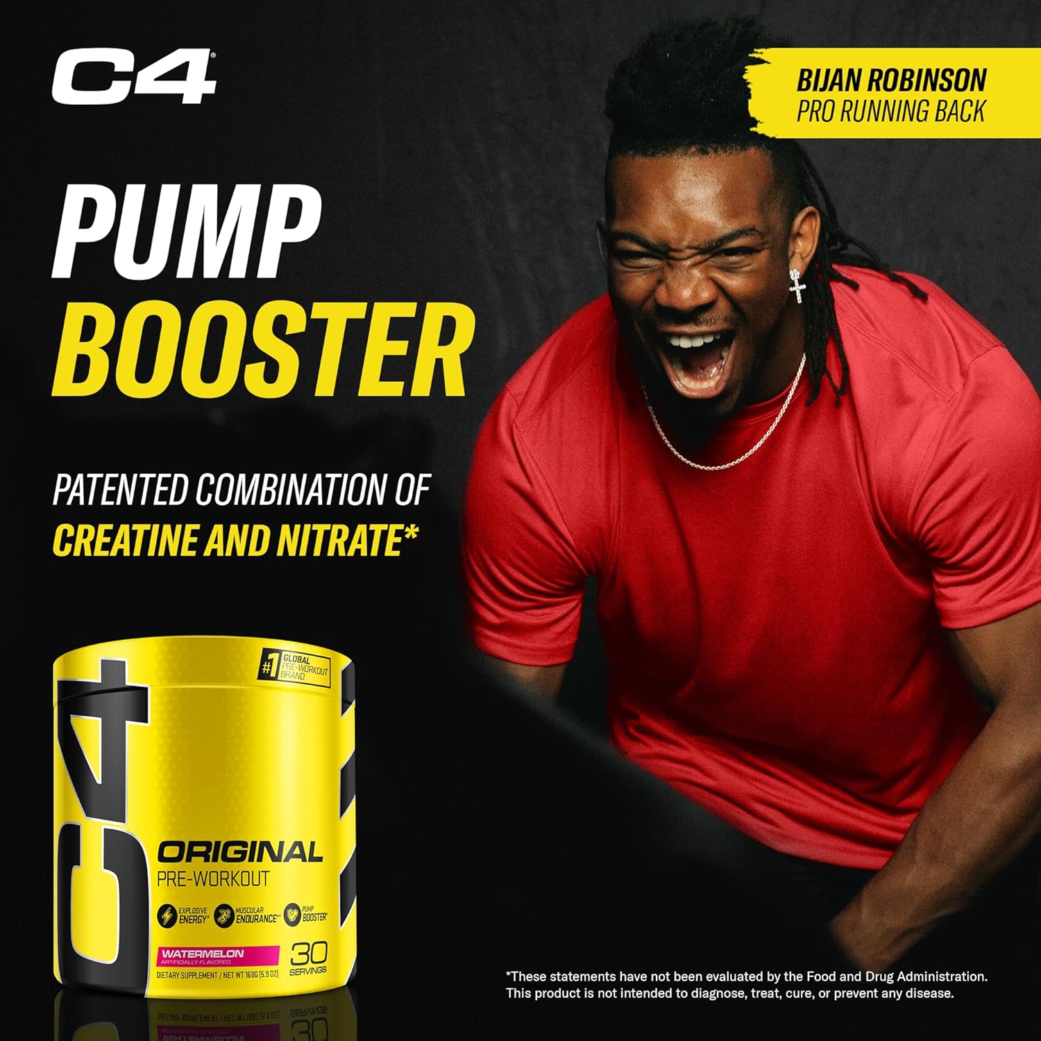 Cellucor C4 Original Watermelon Sugar-Free Pre Workout Powder for Men & Women - Energy Supplement with Caffeine, Beta Alanine, and Creatine (30 Servings)