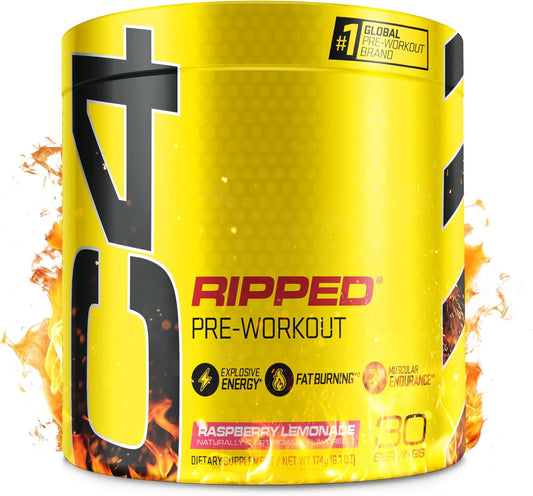Cellucor C4 Ripped Pre Workout Powder - Sugar Free Energy Supplement with Beta Alanine, 150mg Caffeine, Raspberry Lemonade Flavor - Preworkout for Men & Women, 30 Servings