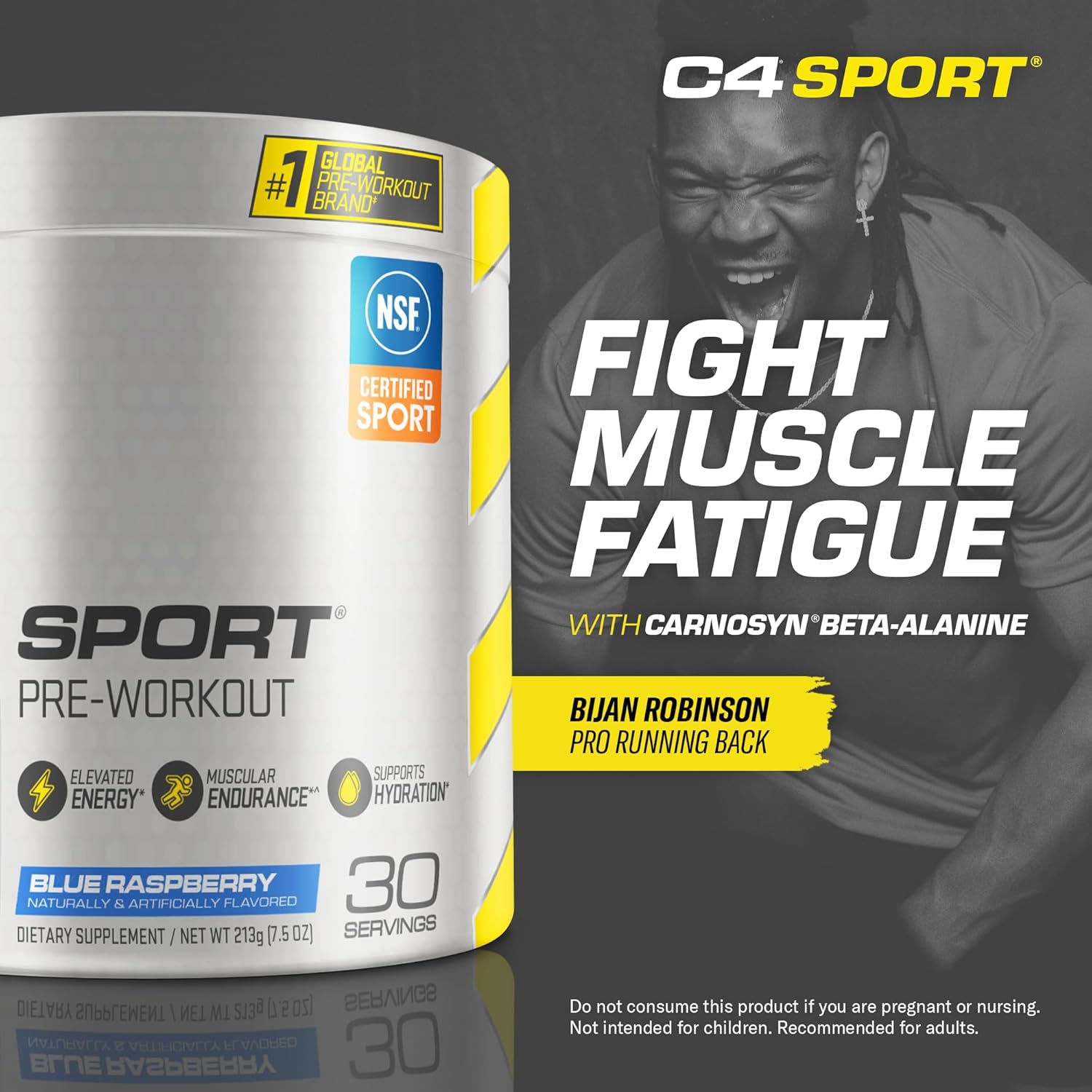 Cellucor C4 Sport Blue Raspberry Pre Workout Powder - NSF Certified Energy Blend with Creatine, Caffeine, and Beta-Alanine - 30 Servings
