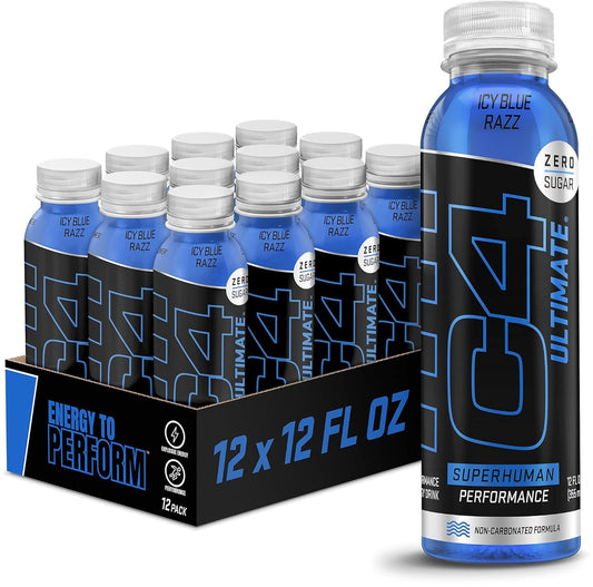 Cellucor C4 Ultimate Non-Carbonated Energy Drink with Zero Sugar, Pre Workout + Beta Alanine, 12 Fl Oz (Pack of 12)