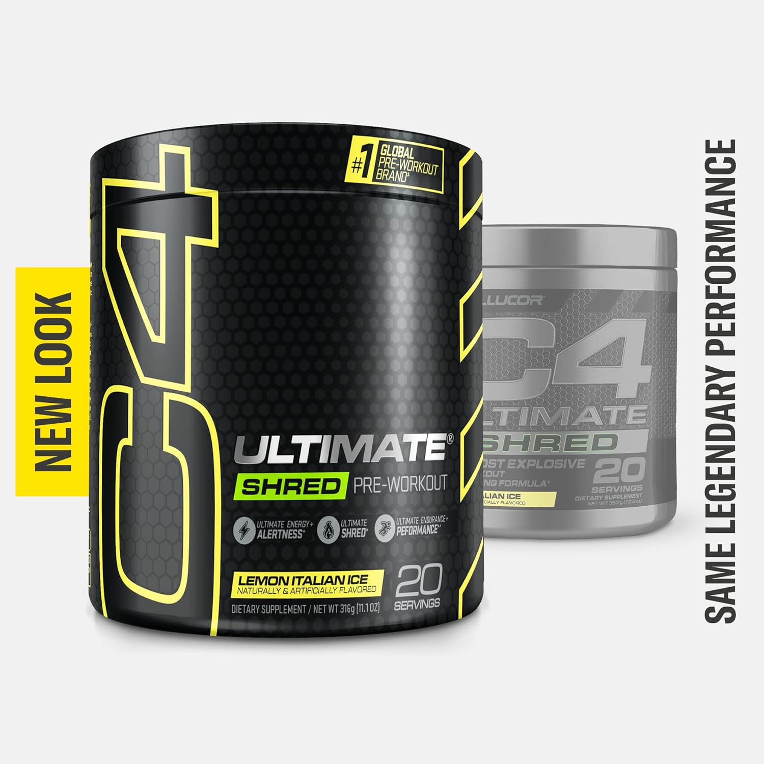 Cellucor C4 Ultimate Shred Pre Workout Powder - Metabolism Supplement with Ginger & Lemon Flavor - 20 Servings