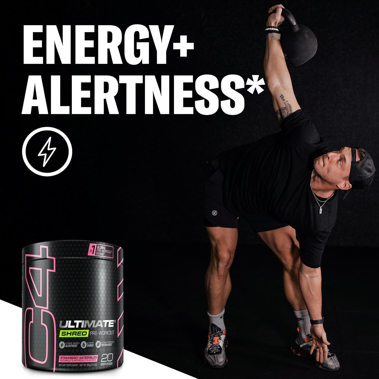 Cellucor C4 Ultimate Shred Pre Workout Powder - Weight Loss Supplement with Ginger Root Extract - Strawberry Watermelon Flavor - 20 Servings