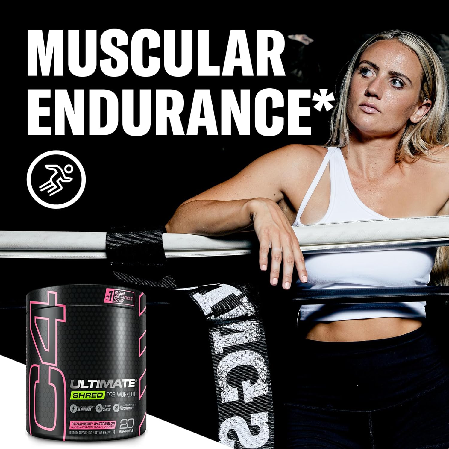 Cellucor C4 Ultimate Shred Pre Workout Powder - Weight Loss Supplement with Ginger Root Extract - Strawberry Watermelon Flavor - 20 Servings