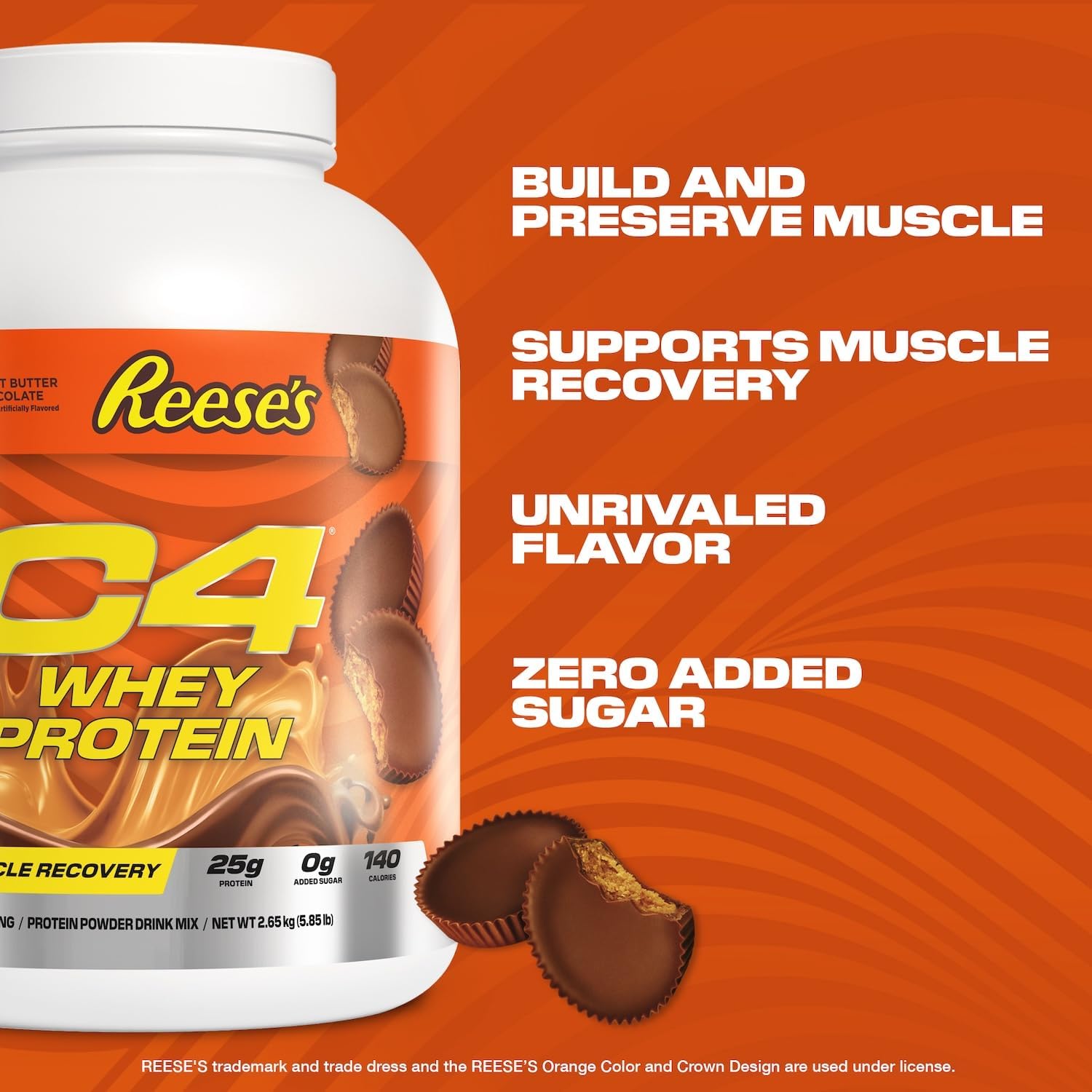 Cellucor C4 Whey Protein Powder, Reese's Peanut Butter & Chocolate - 25g Protein, 0g Sugar, 140 Calories, Muscle Recovery Support, 66 Servings