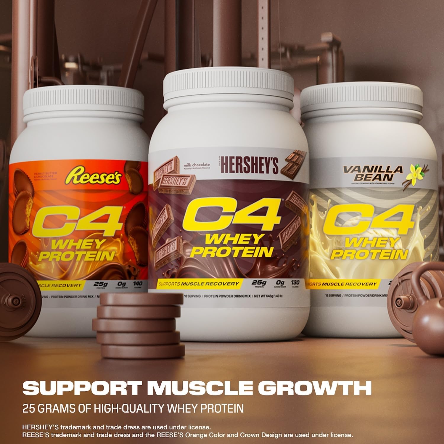 Cellucor C4 Whey Protein Powder, Reese's Peanut Butter & Chocolate - 25g Protein, 0g Sugar, 140 Calories, Muscle Recovery Support, 66 Servings