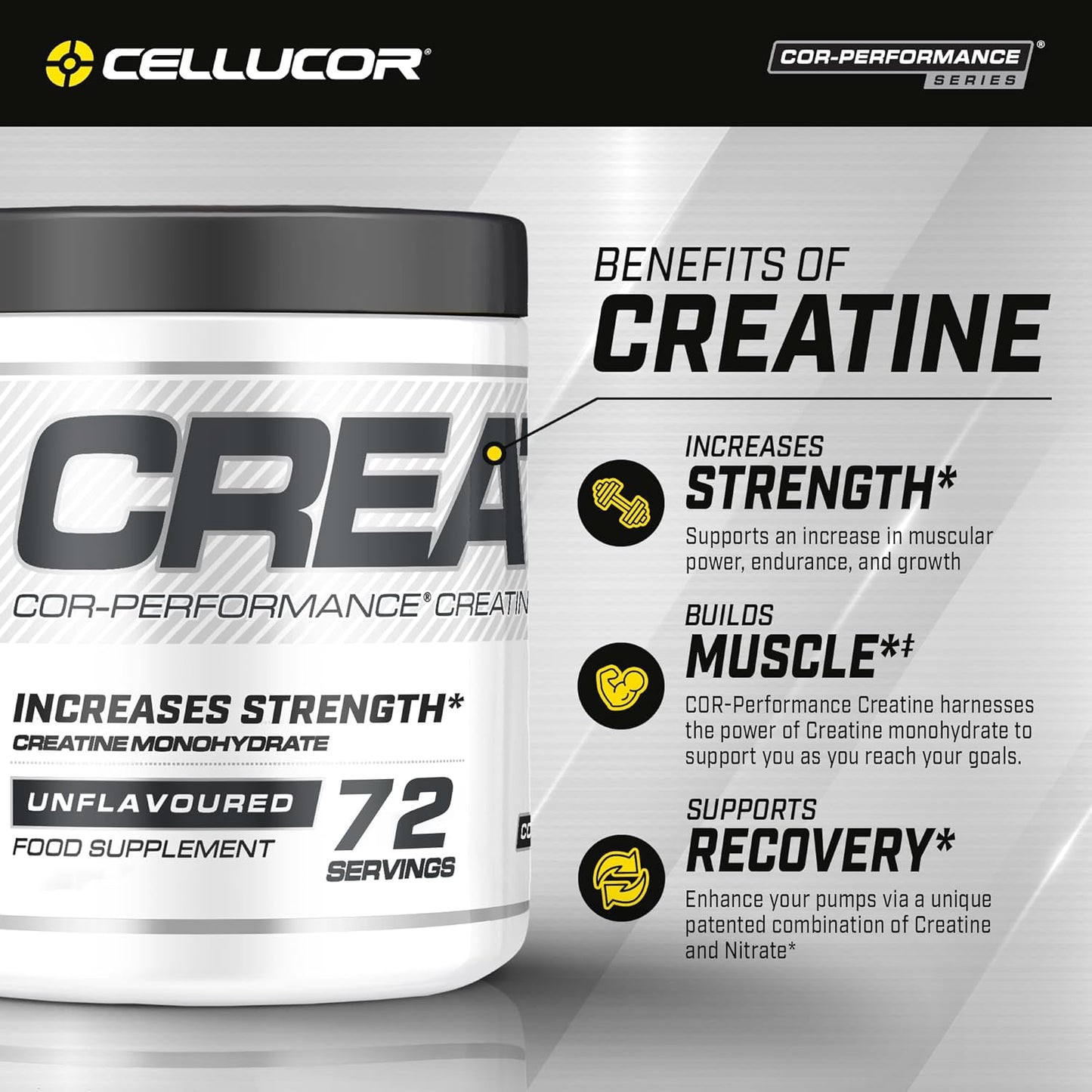 Cellucor Cor-Performance Creatine Monohydrate - Enhance Strength and Muscle Growth with 72 Servings