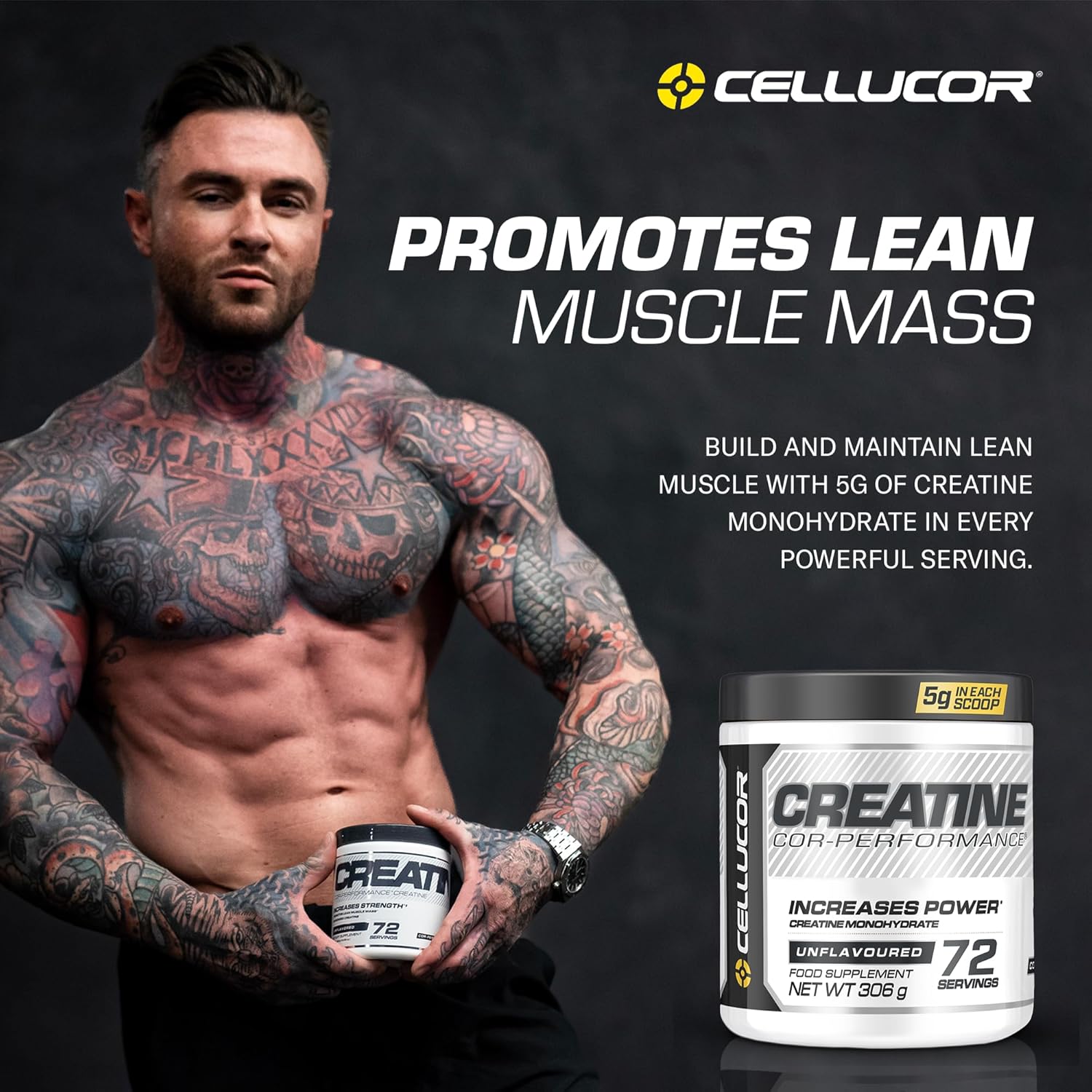 Cellucor Cor-Performance Creatine Monohydrate - Enhance Strength and Muscle Growth with 72 Servings