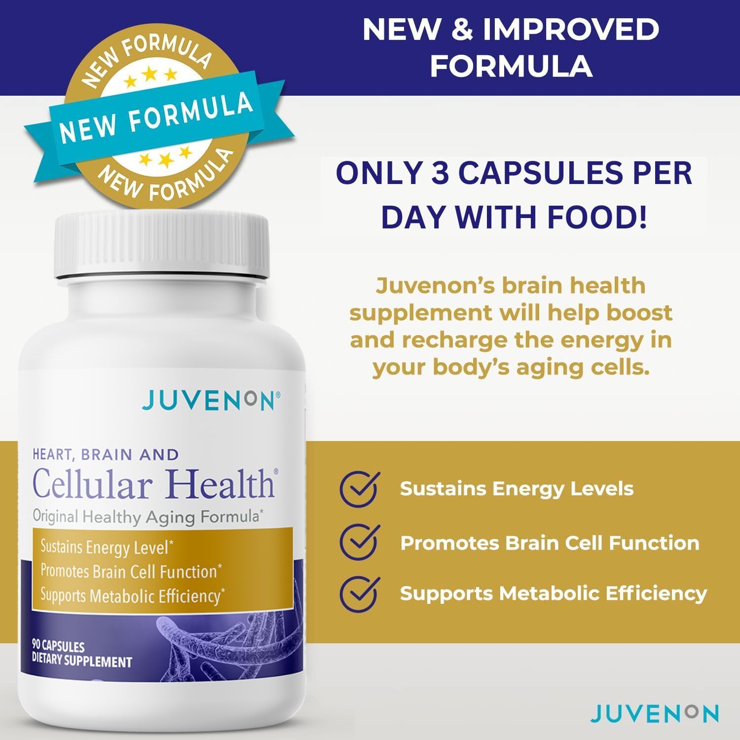 Cellular Health Supplement for Heart & Brain | Boost NAD+ Function, Energy, Mood | Acetyl L-Carnitine, Biotin | Metabolism & Mental Clarity Support (90 Caps)