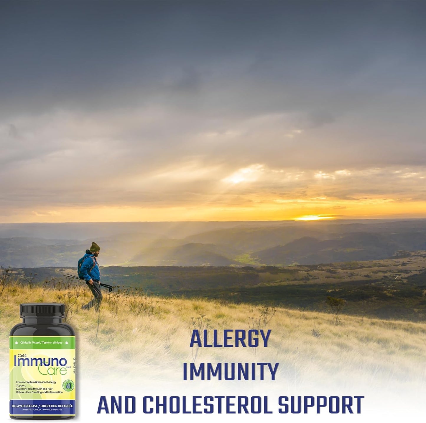 Celt Immunocare 60 V-Caps - Powerful Seasonal Allergy Blend - Immunity Support for Adults - Cholesterol Regulator - Ultra Strength Plant Sterols - 7 Key Immune-Boosting Ingredients