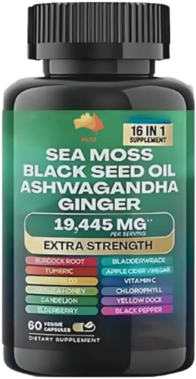 Celtic Minerals Sea Moss Black Seed Oil Ashwagandha Gummies Bundle 19,445mg Strength 60 Count USA Made