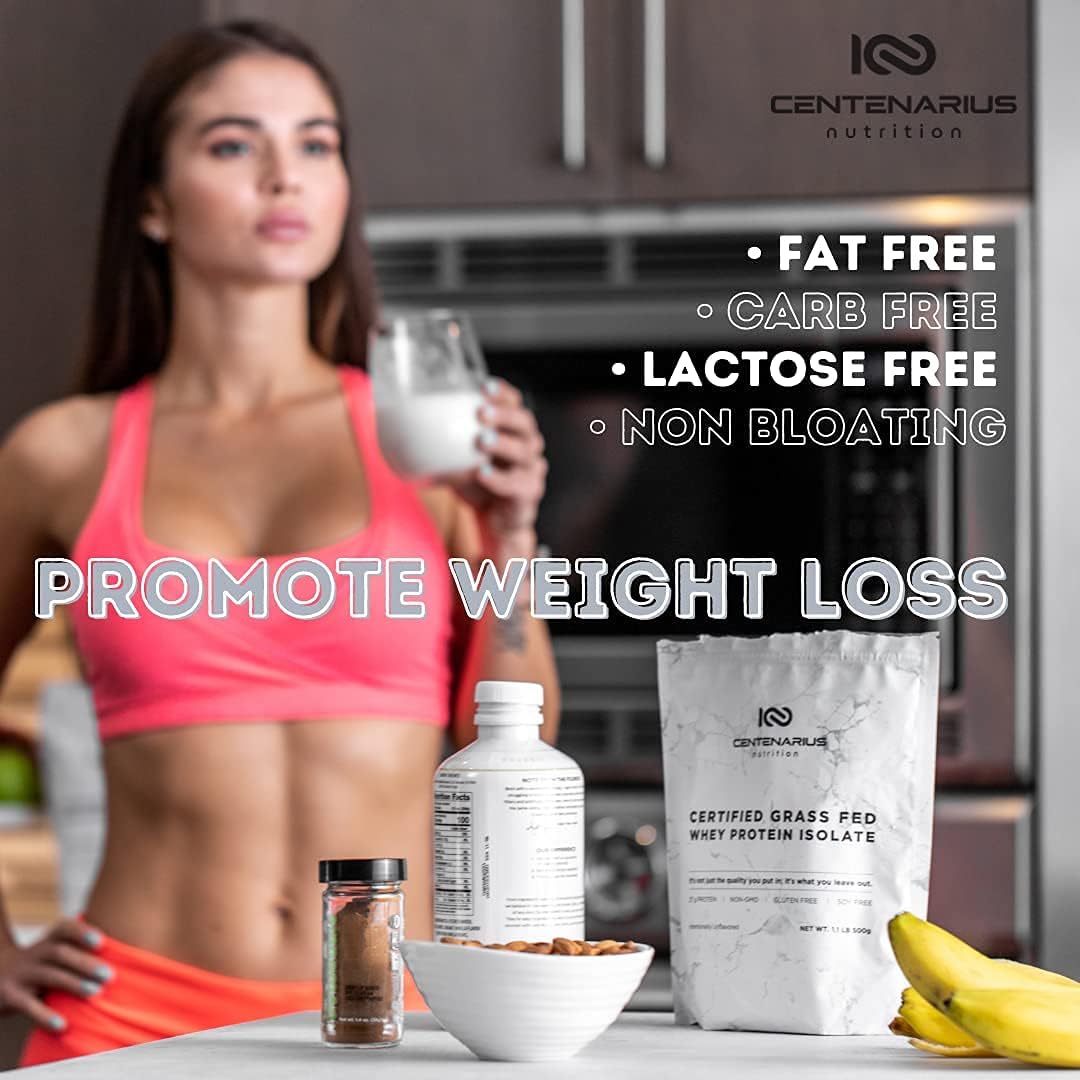 Centenarius Nutrition Grass Fed Whey Protein Isolate Powder - Natural Amino Acids for Muscle Growth & Recovery - Cold-Filtered, No Additives - Unflavored