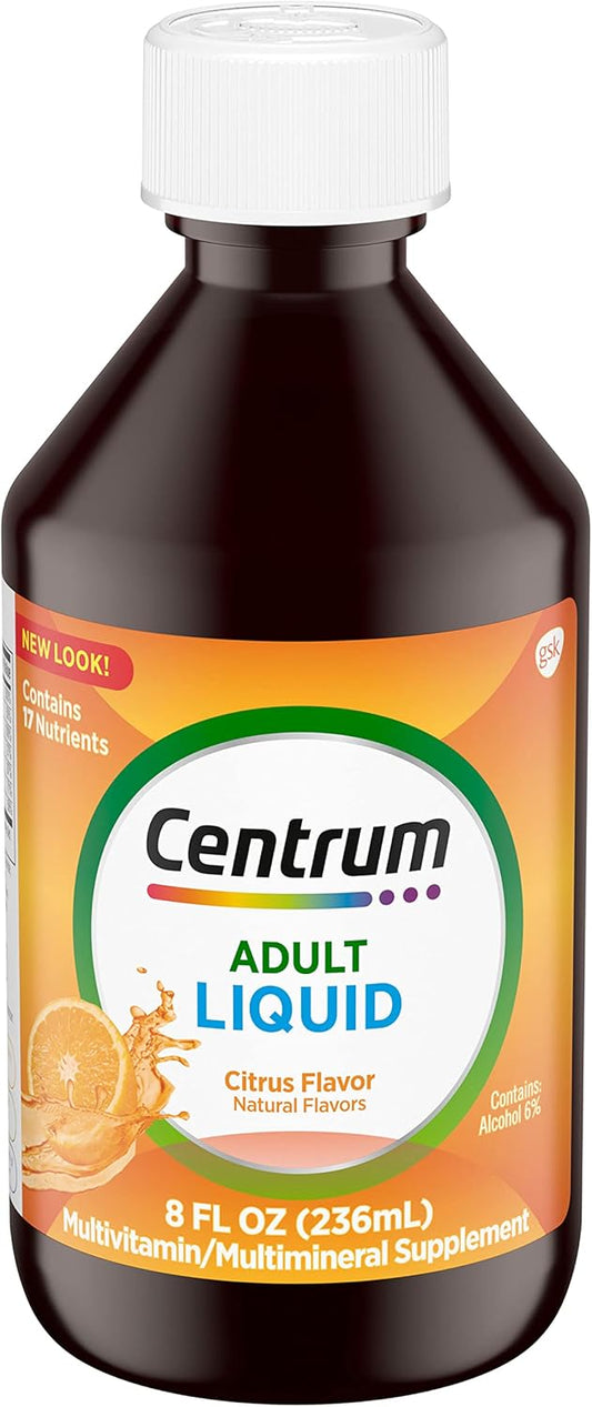 Centrum Adult Liquid Multivitamin with B Vitamins, Antioxidants, Citrus Flavor - 8 Fl Oz