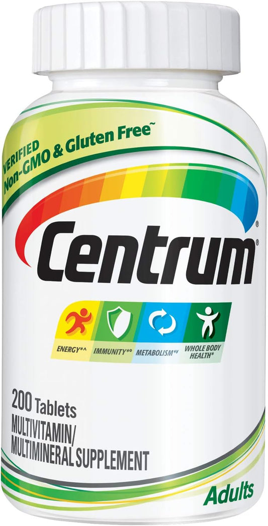 Centrum Adult Multivitamin Supplement with Antioxidants, Zinc, Vitamin D3, B Vitamins - 200 Count, Gluten Free, Non-GMO