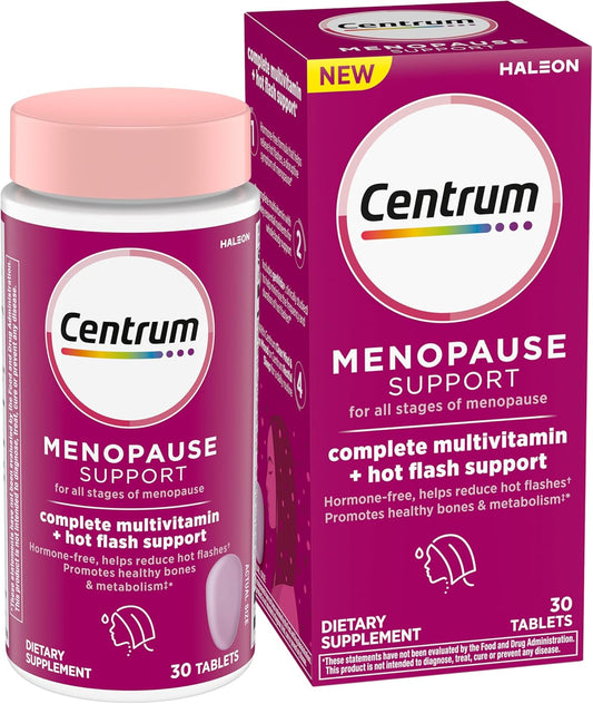 Centrum Complete Multivitamin with Hot Flash Menopause Support, 30 Tablets, geniVida Formula