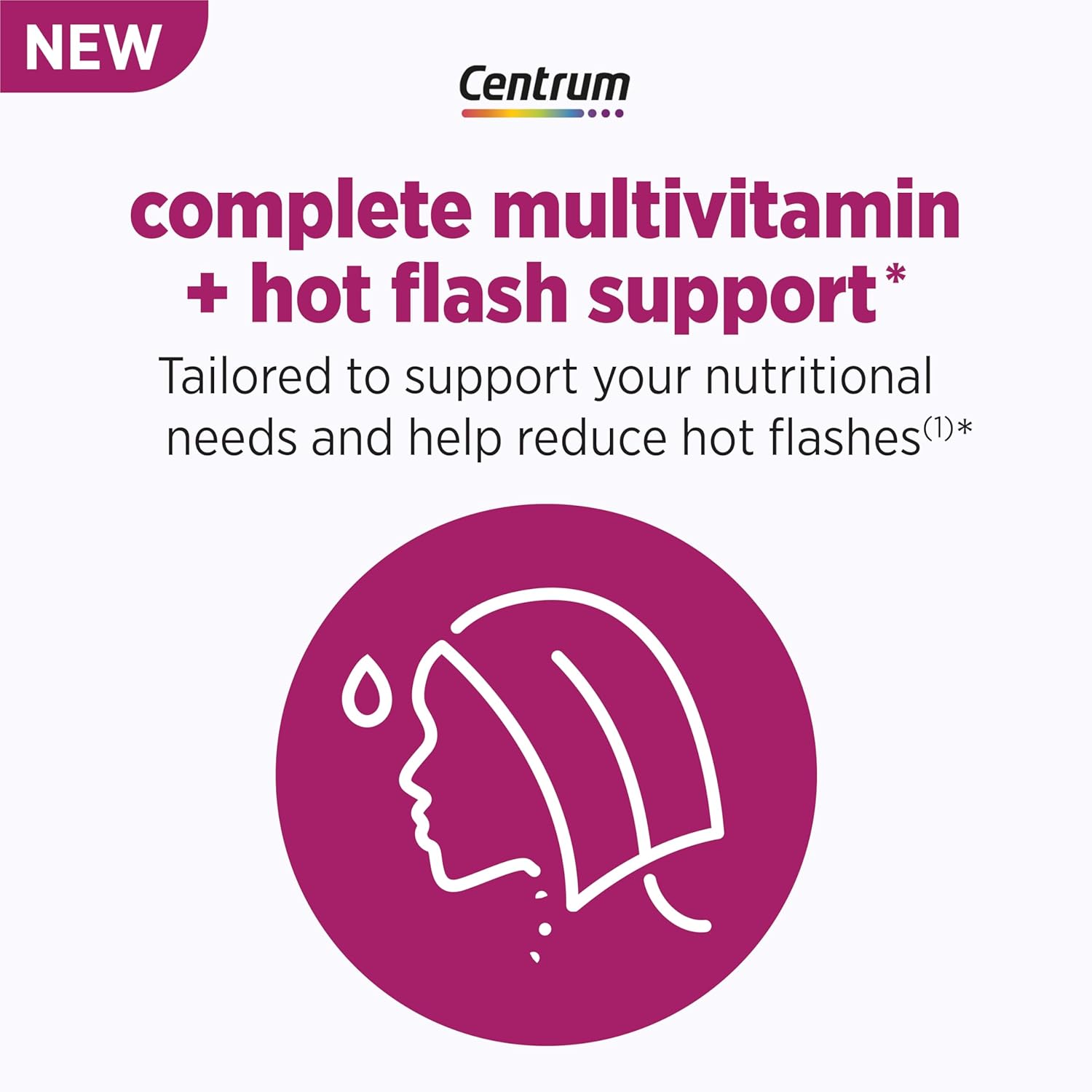 Centrum Complete Multivitamin with Hot Flash Menopause Support, 30 Tablets, geniVida Formula