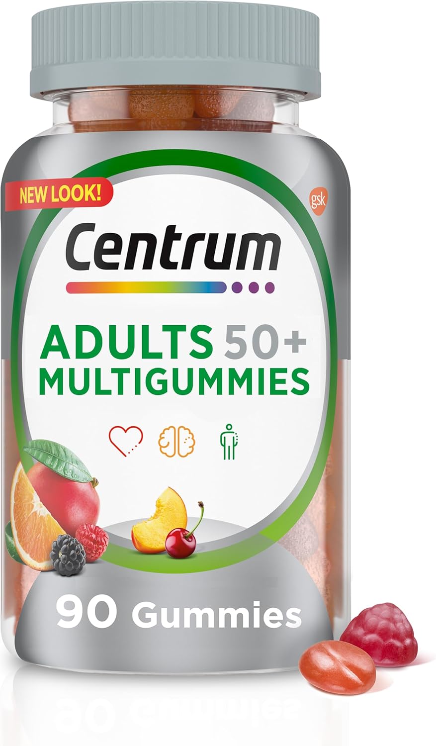 Centrum MultiGummies Gummy Multivitamin for Adults 50 Plus - 90 Count, Assorted Fruit Flavor with Calcium, Zinc, Vitamins B & D