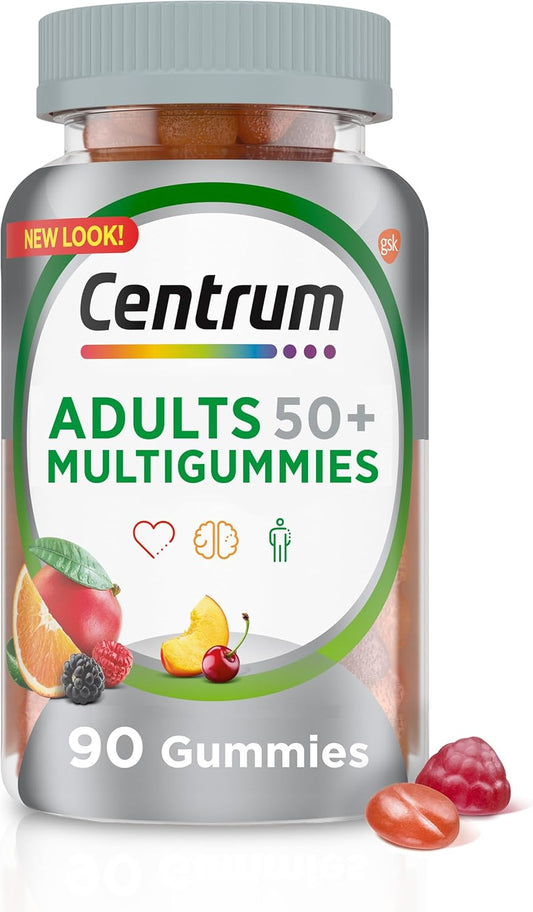 Centrum MultiGummies Gummy Multivitamin for Adults 50 Plus - 90 Count, Assorted Fruit Flavor with Calcium, Zinc, Vitamins B & D