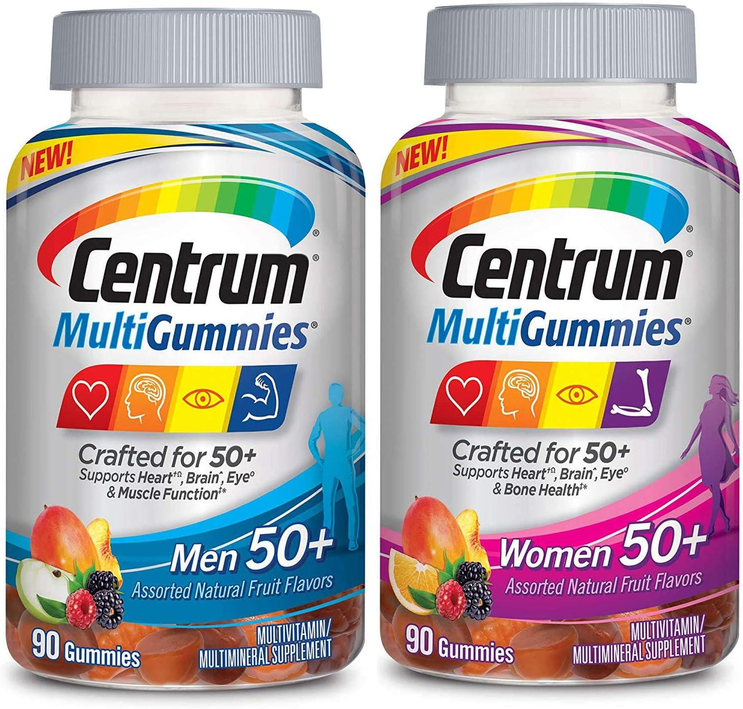 Centrum MultiGummies Men and Women 50+ Bundle - Heart, Brain, and Eye Health Multivitamin Supplement (180 Gummies)