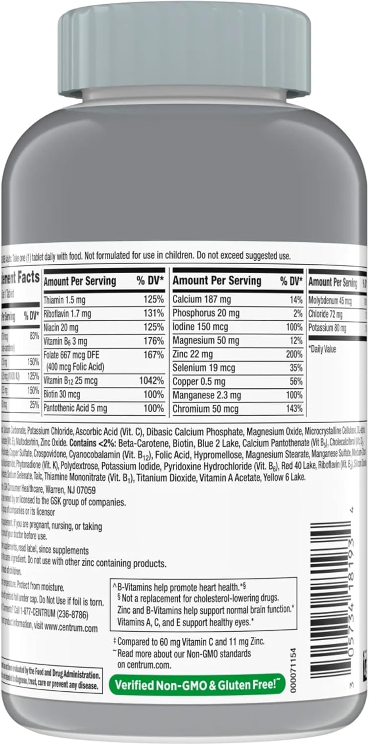 Centrum Silver Adults 50 Plus Multivitamin Supplement for Men and Women - 325 Tablets